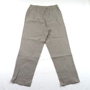 Check Plaid Elastic Waist Pants Measure 30x29 Blue White Beige Red Vintage